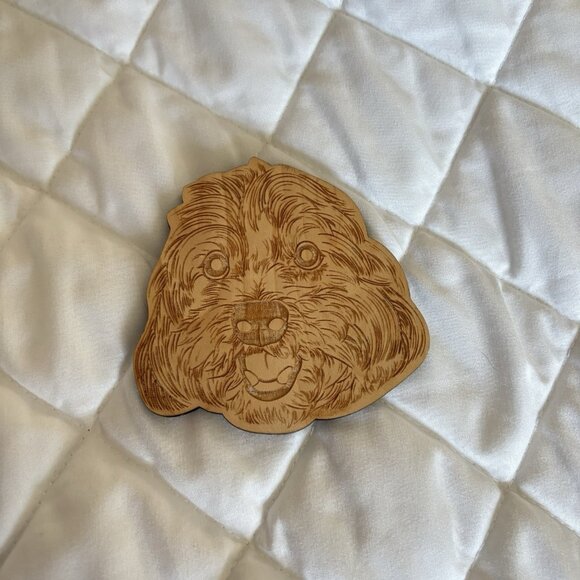 1 Wooden Coaster Brown Dog Cockapoo Drinks Cute Art - Picture 1 of 6